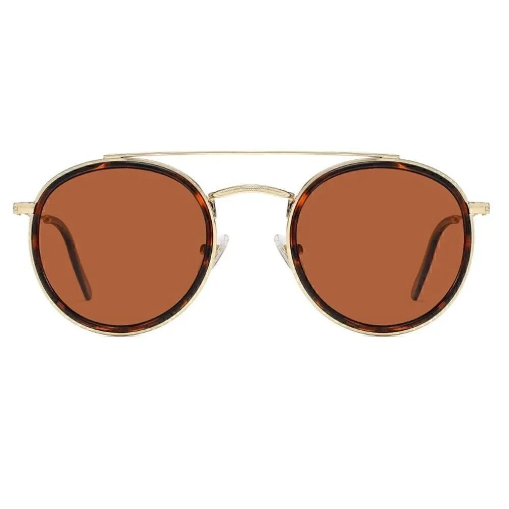 Round Retro Double Bridge Sunglasses